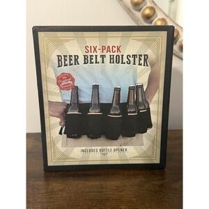 Six-Pack Beer Belt‎ Holster w/ Bottle Opener Adjustable 34-47" Novelty Gift NIB
